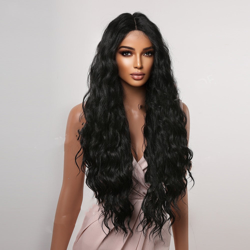 Domestic Silk High Temperature Silk Wig Woman With Long Curly Hair In The Middle