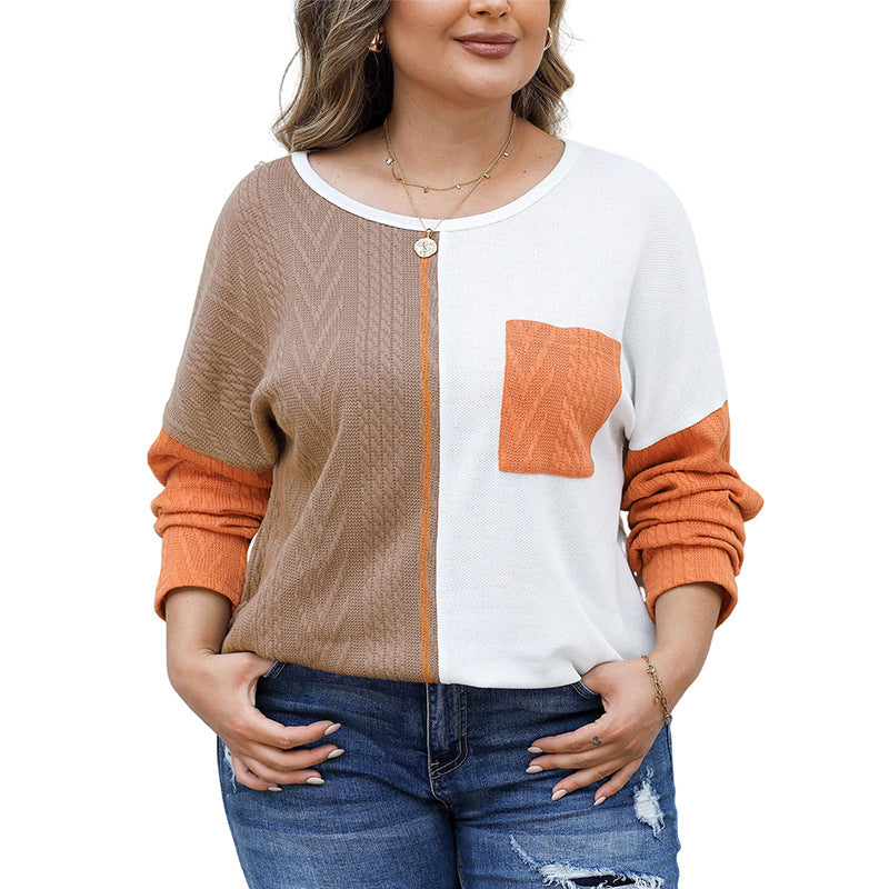 Round Neck Contrast Color Knitwear