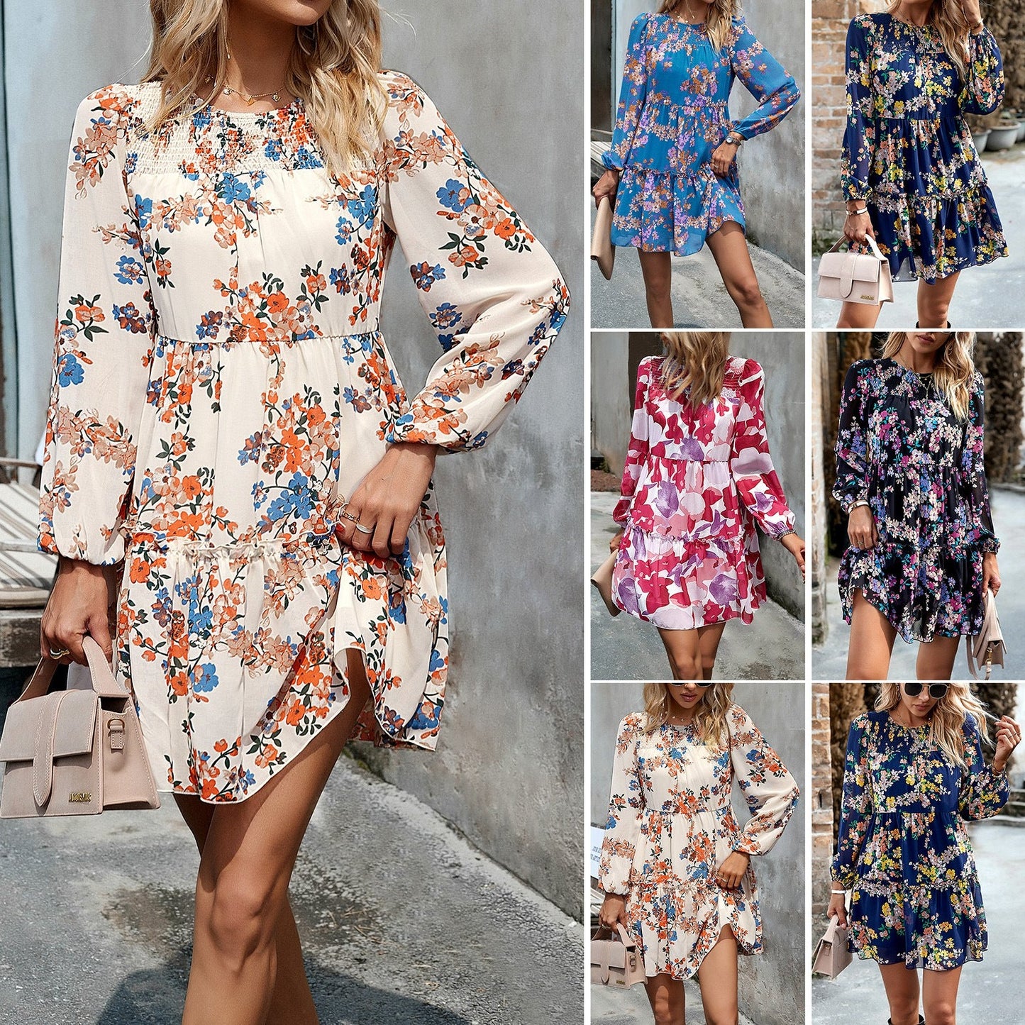 Trendy Women's Round Neck Print Dress for a Fashionable Look