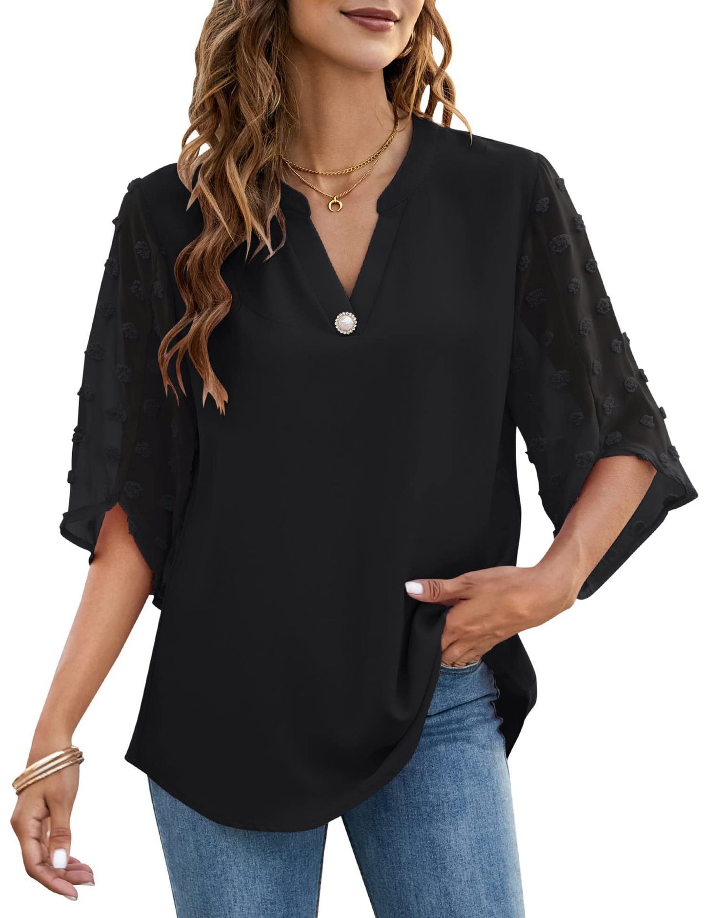 Casual Loose V-Neck Shirt Top – Comfortable and Stylish