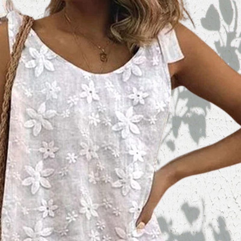 Sweet and Casual Lace Bow Shoulder Strap Jumpsuit