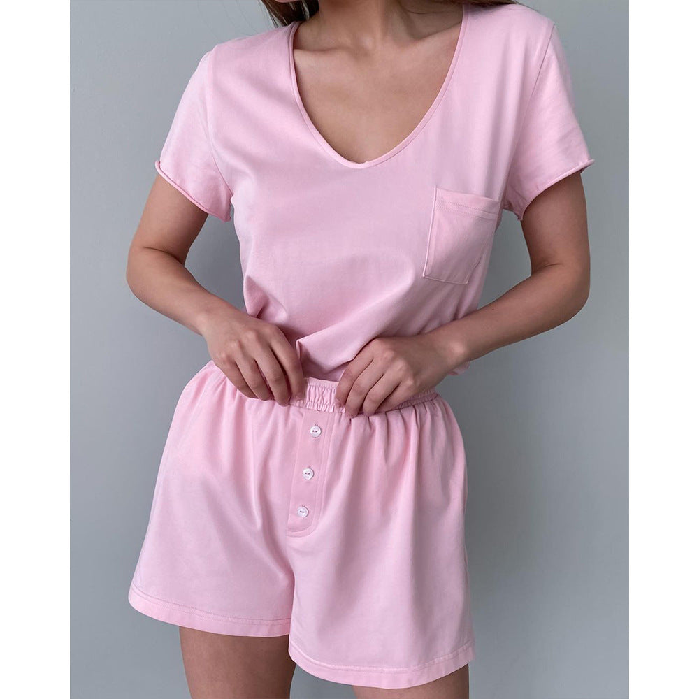 Stylish Casual V-Neck Pajama Set with Shorts, Perfect for Women's Fashion and Comfort