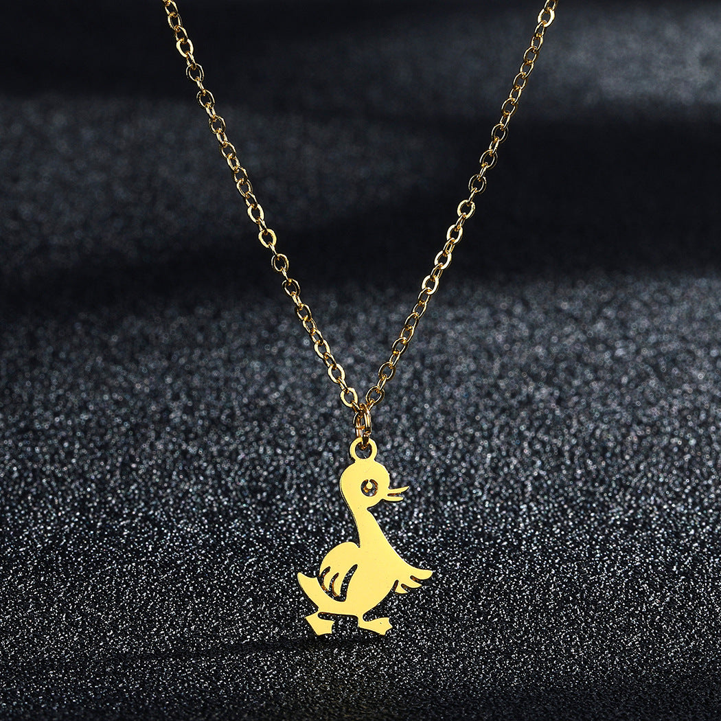 Style Cute Little Duck Simple Stainless Steel Necklace Ornament