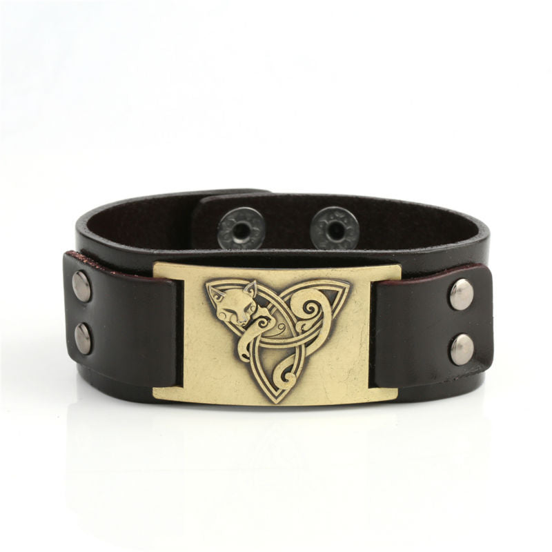 Triangle Fox Metal Bracelet Couple Leather Bracelet