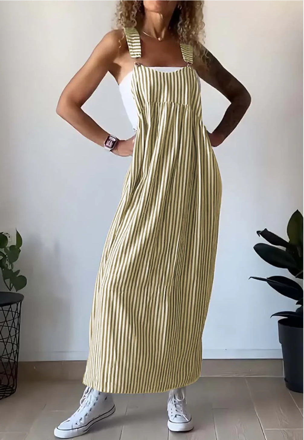 Women's Summer Fashion Striped Overall Dress