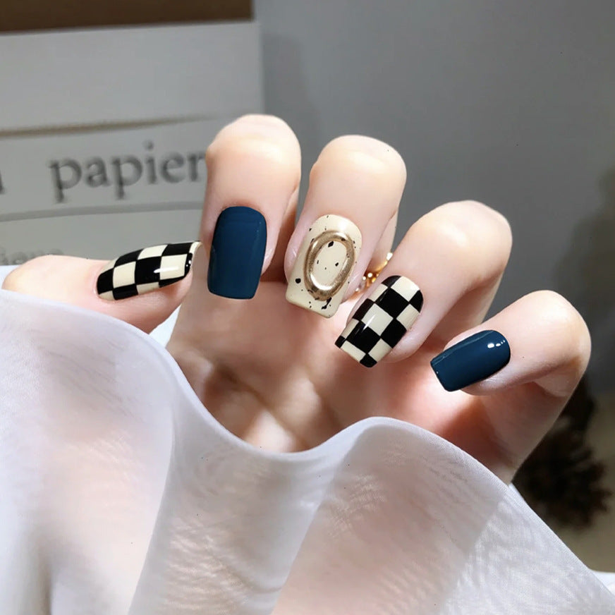 Fashionable Blue and Graffiti Pattern Wearable Artificial Nails