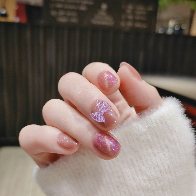 Nail Patch Fake Nail Removable Nail Piece Strawberry Flow Heart Butterfly Wear Finished Short Style