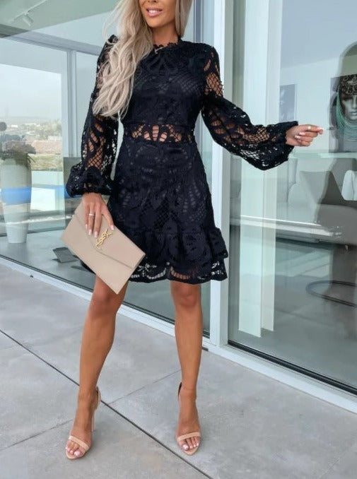 Casual Fashion Lace Cutout Back Zipper Dress