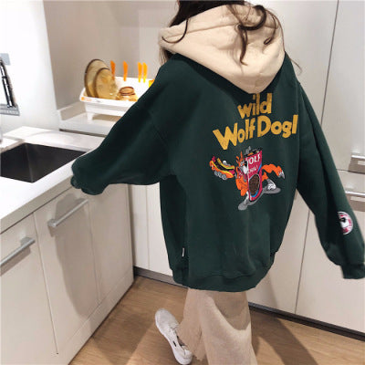 Hooded Sweater Women Loose And Fat Korean Style Bf Fat MM300 Catties Jacket