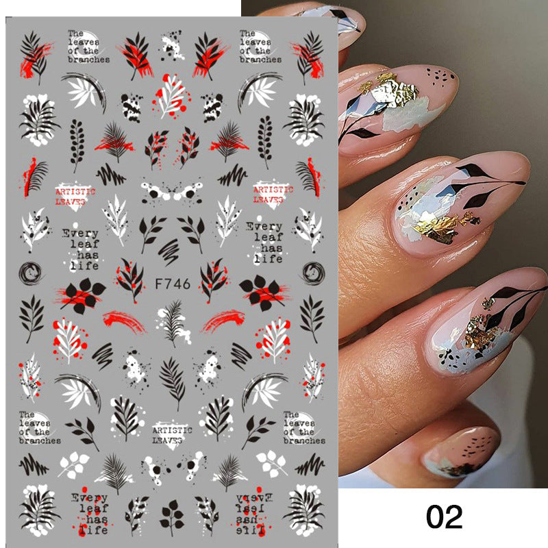 Nail Sticker New Alphanumeric All Black And White Butterfly