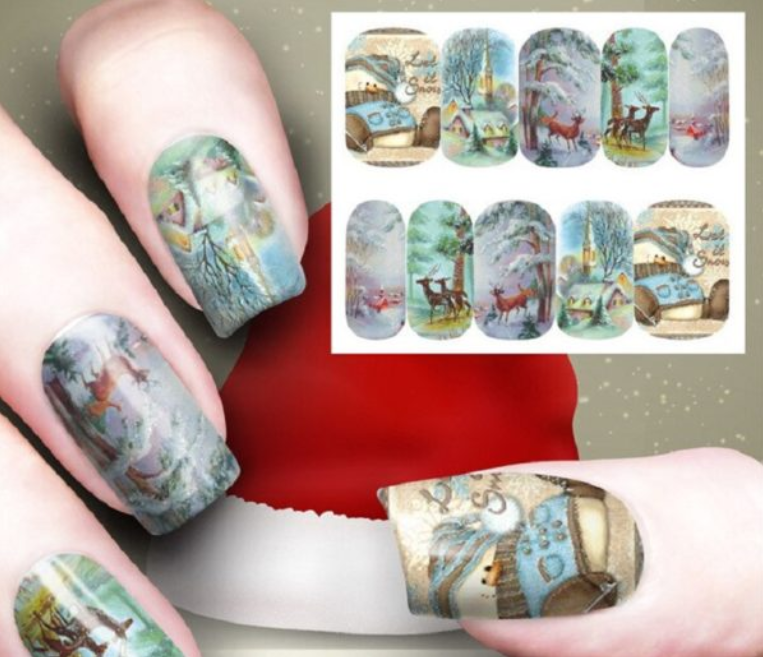 Festive Christmas Nail Art Water Transfer Decal Stickers