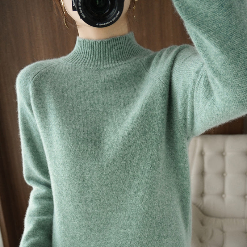 Women's Beige Half Turtleneck Sweater