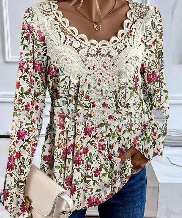 Women's Casual Round Neck Long Sleeve Pullover Print T-shirt