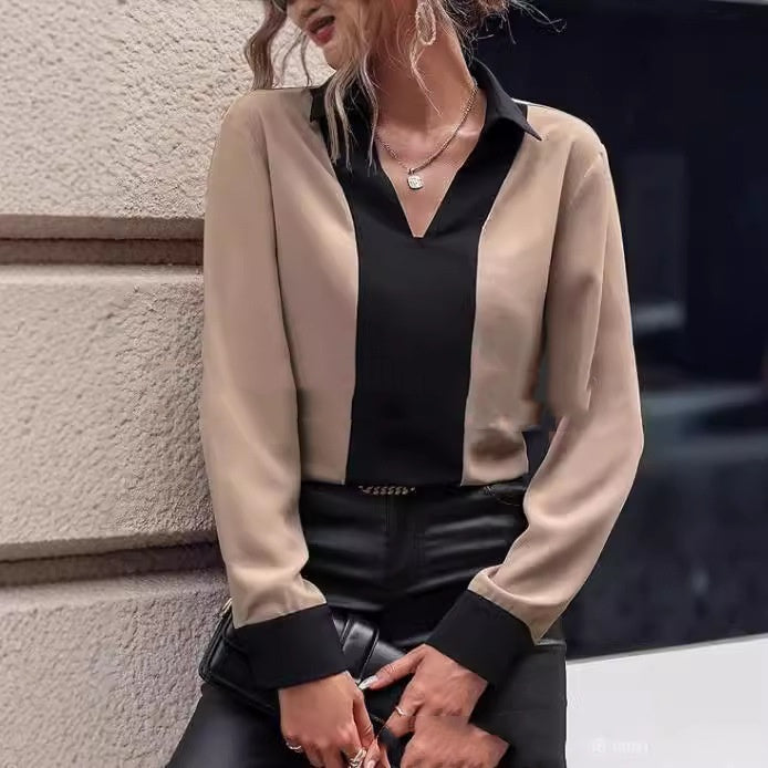 Women's Long-Sleeved V-Neck Casual Fashion Top