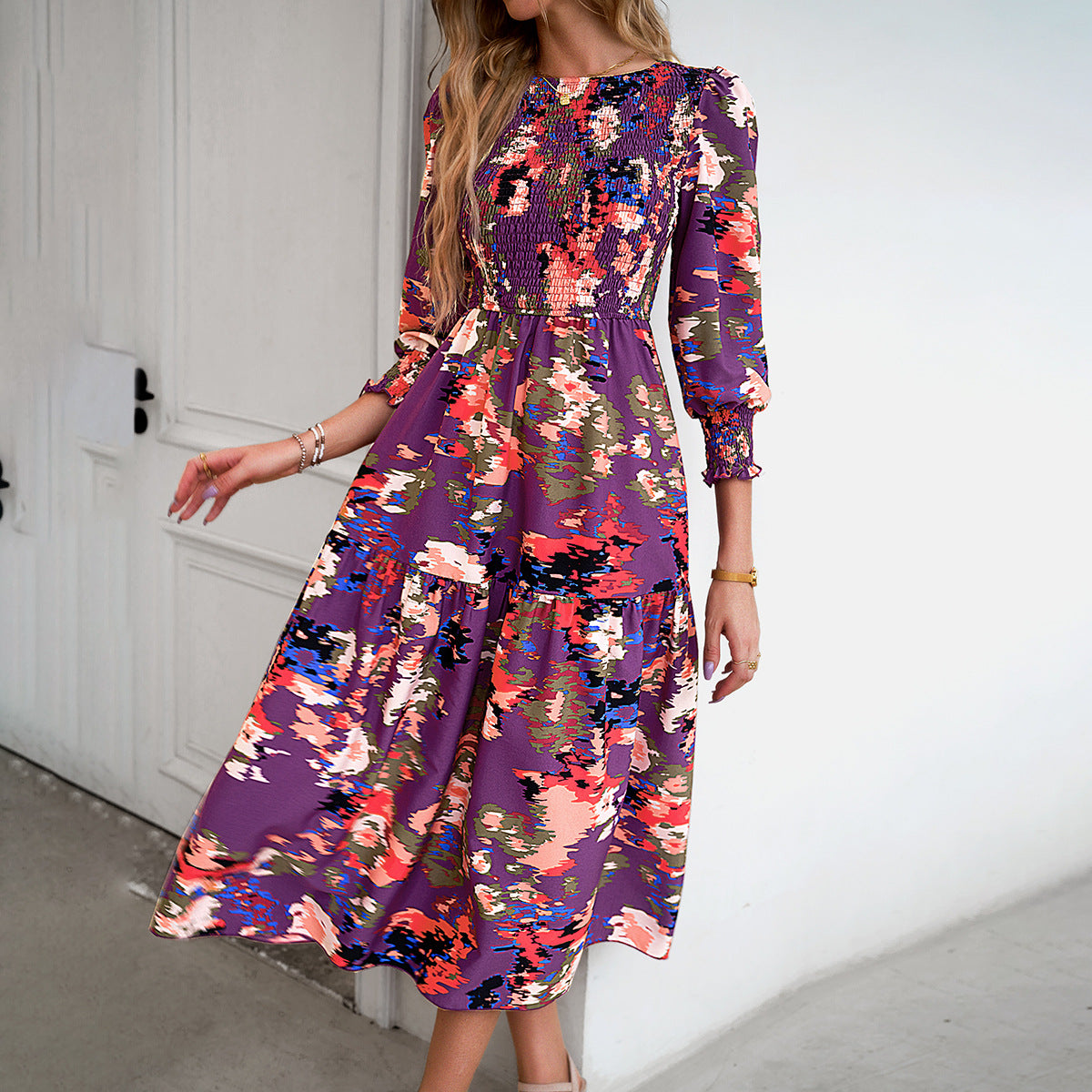 Printed Dress Women's Autumn Temperament Elegant Dress