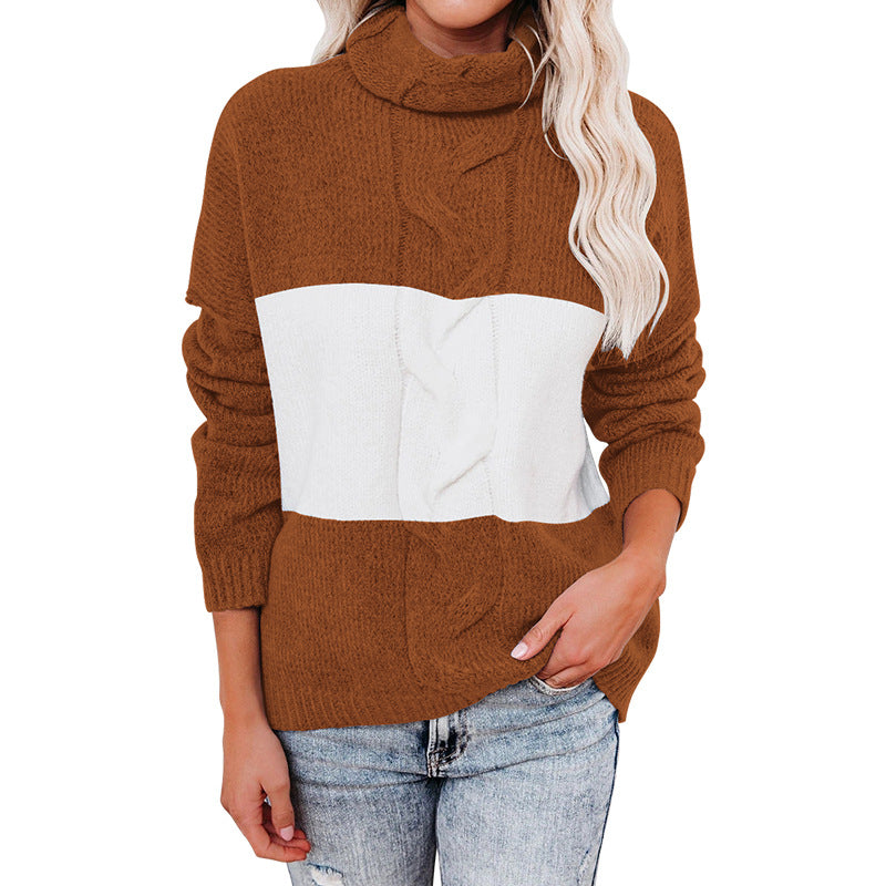 Striped Loose Turtleneck Knitted Sweater Women's Outer Wear