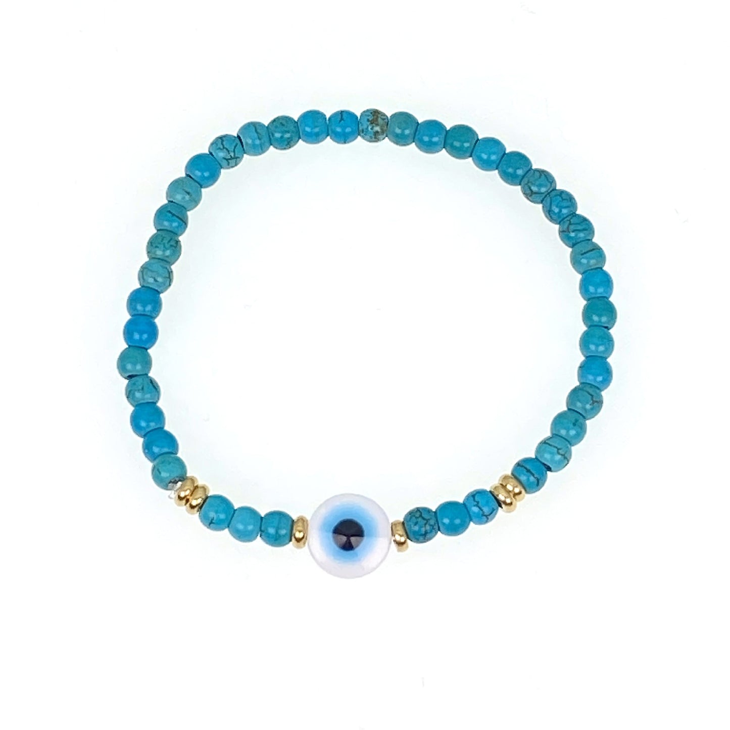 Natural Turquoise Lucky Beads Blue Eye Bracelet