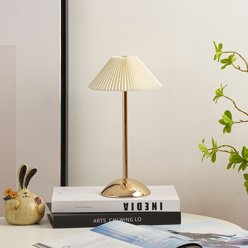 Atmospheric Pleated Bedroom Bedside Lamp with Charging Feature