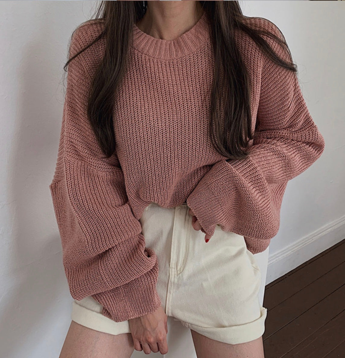 Loose Casual Solid Color Long Sweater for Women