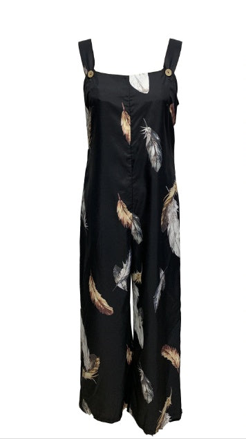 Feather Printed Casual Women's Jumpsuit