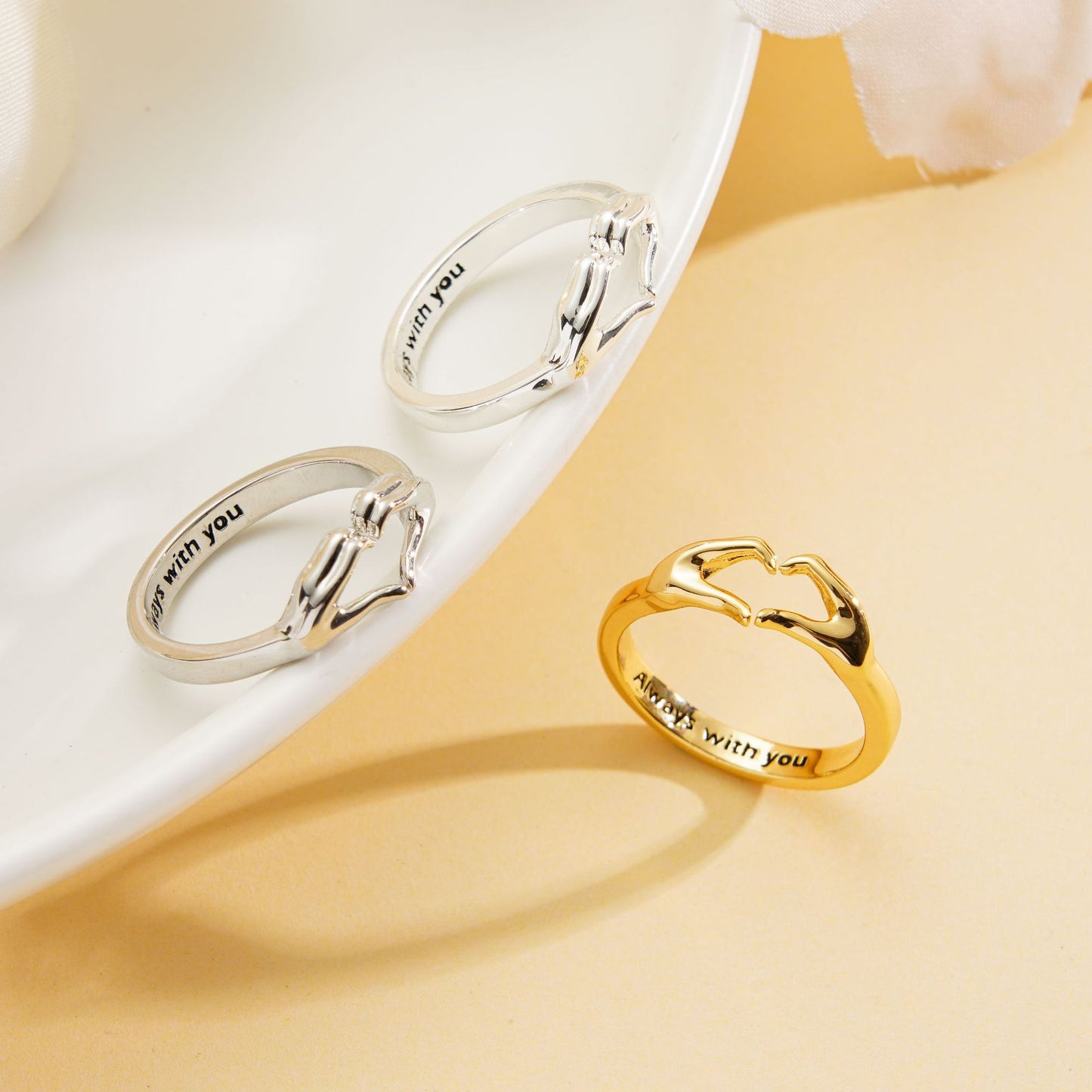 Romantic Hands Than Heart Ring Couple Couple Rings