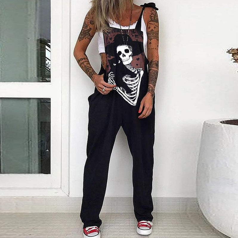 Get the Ultimate Street Style with Skull Print Overalls for Women