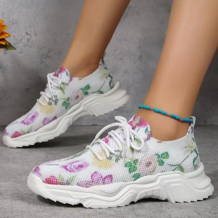 New Flyknit 3D Printed Slip-on Running Shoes Featuring Floral Patterns