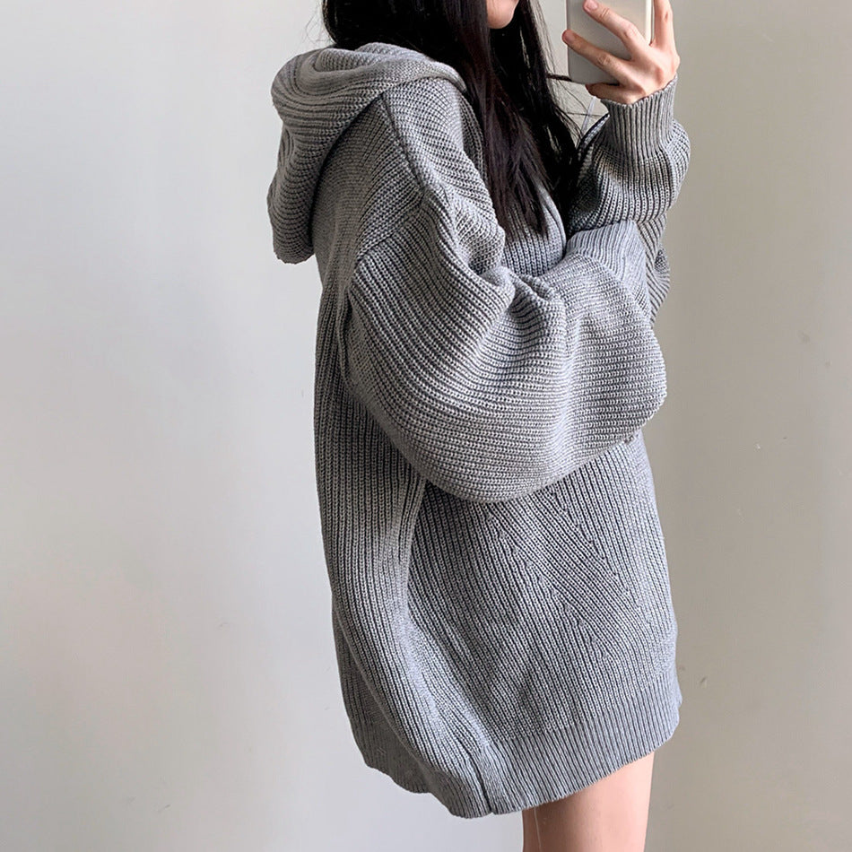 Women's Hooded Mid-Length Sweater