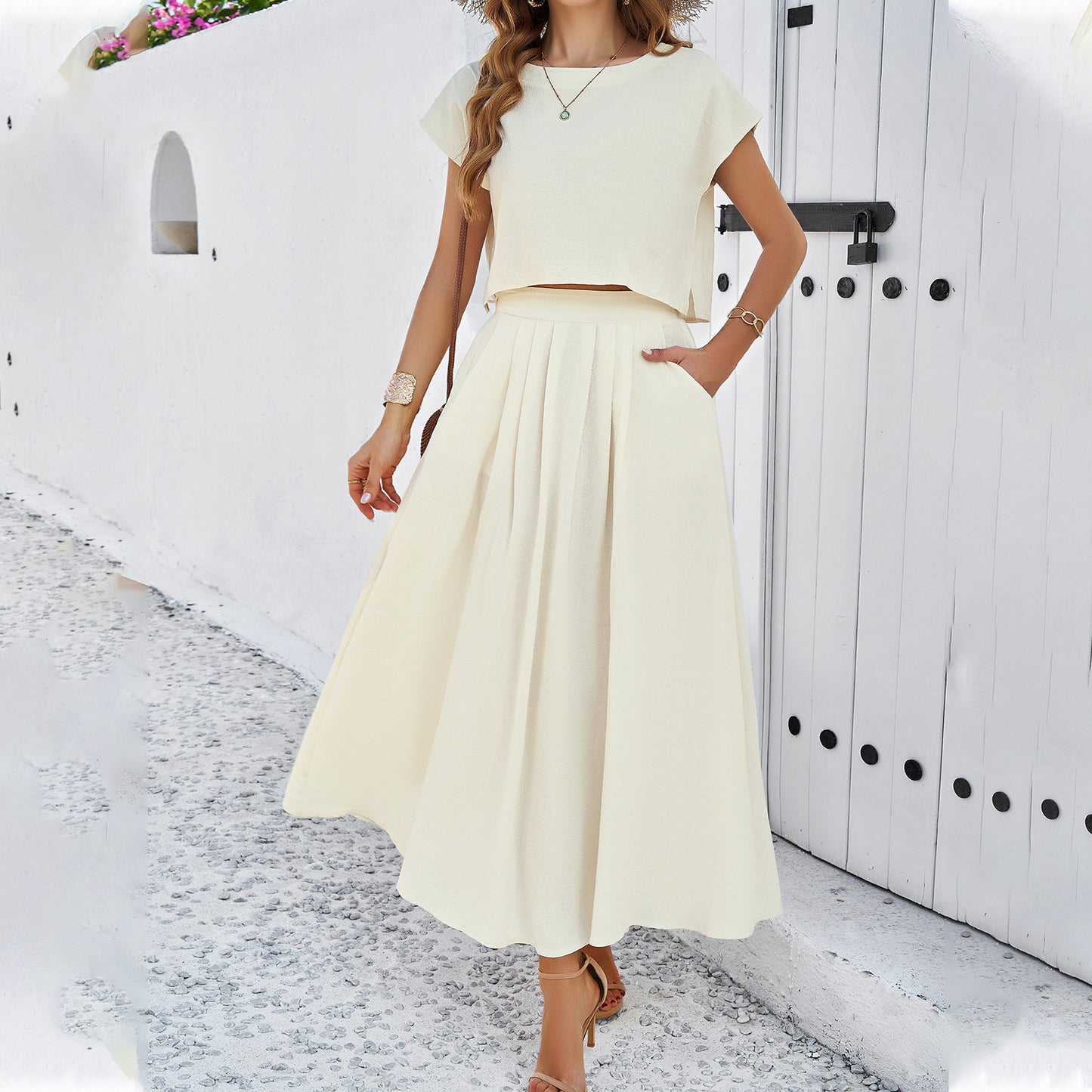 Minimalist Sleeveless Top and Long Skirt Set: Casual Elegance for Women