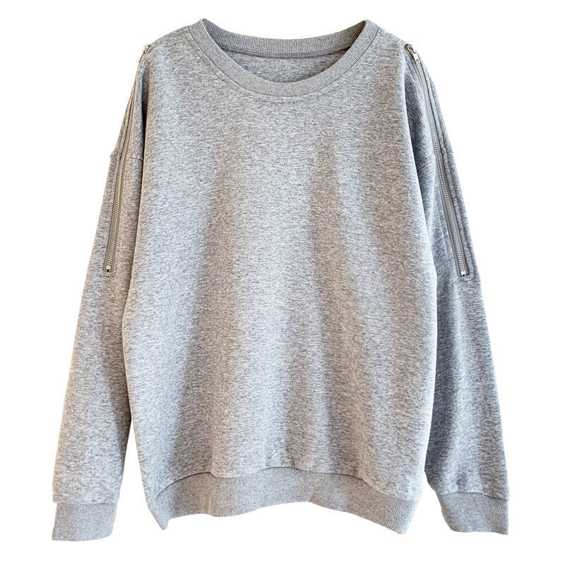 Women's Long Sleeve Off-shoulder Zipper Sweater