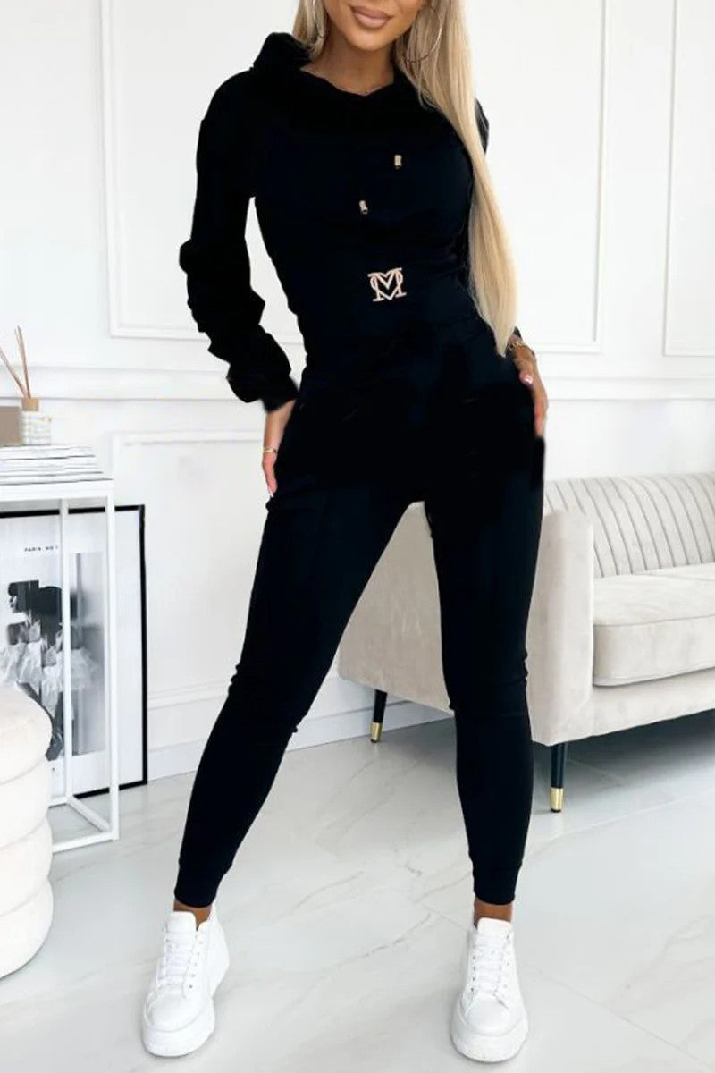 Women's Waist Girdle Sports Suit with Hooded Jacket