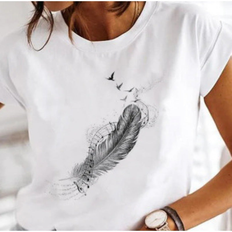 Women's Printed Short Sleeve Casual Weekend Basic V-neck Abstract 3D Printing Painting