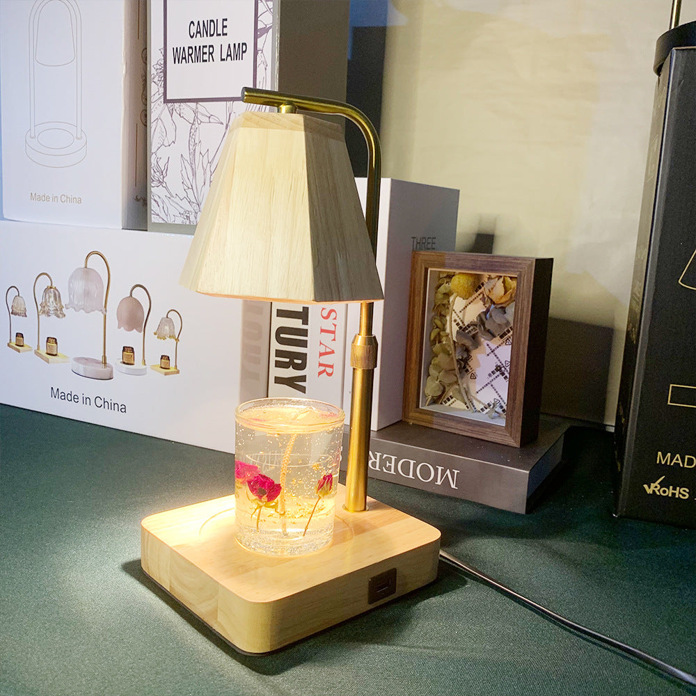 Aromatherapy Wax Melting Lamp Made Entirely Of Wood With USB