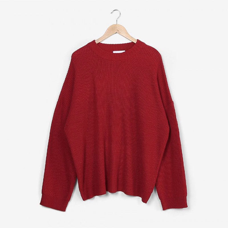 Loose Casual Solid Color Long Sweater for Women