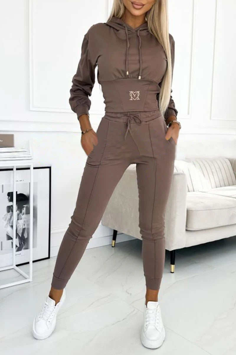 Women's Waist Girdle Sports Suit with Hooded Jacket