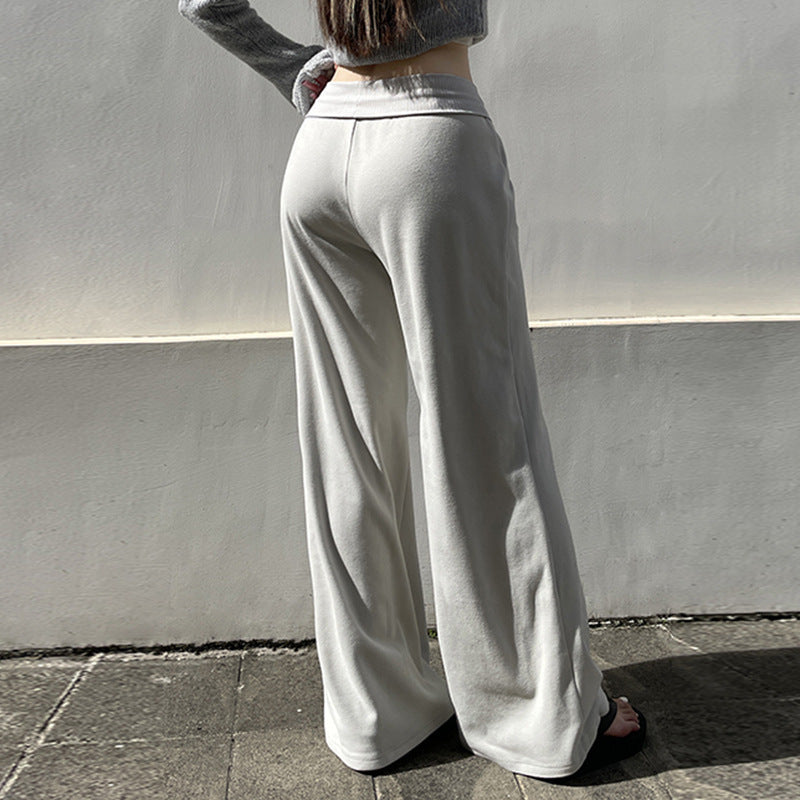 European and American Style Draped Wide-Leg Pants