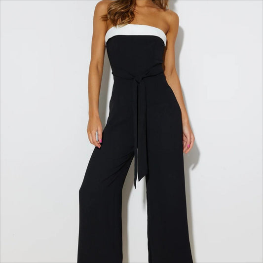 Women's Jumpsuit Fashion Colorblock Off-neck Waist