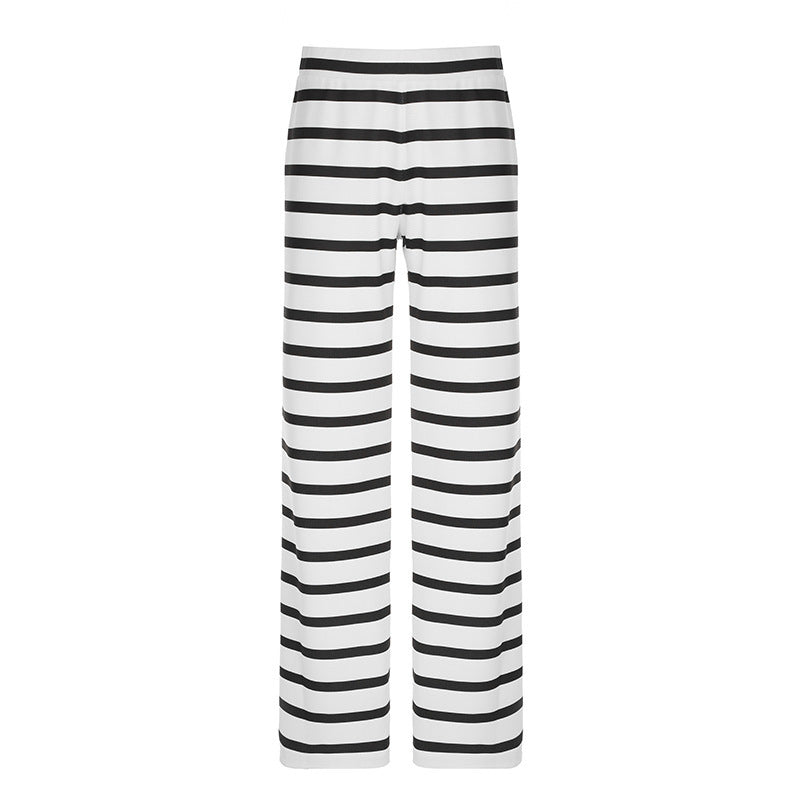 Wide Striped Trousers for Women in European and American Style