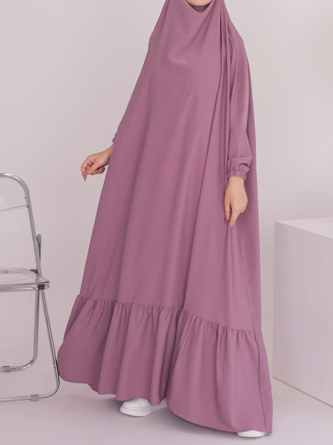 Elegant Solid Color Swing Robe Dress