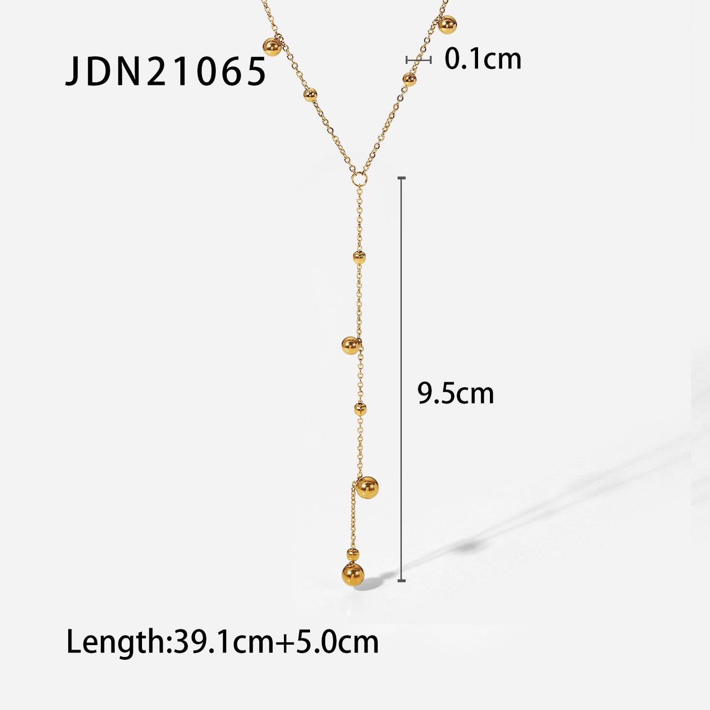 New 18K Gold Plated Stainless Steel Round Beads Tassel Charm Necklace For Women