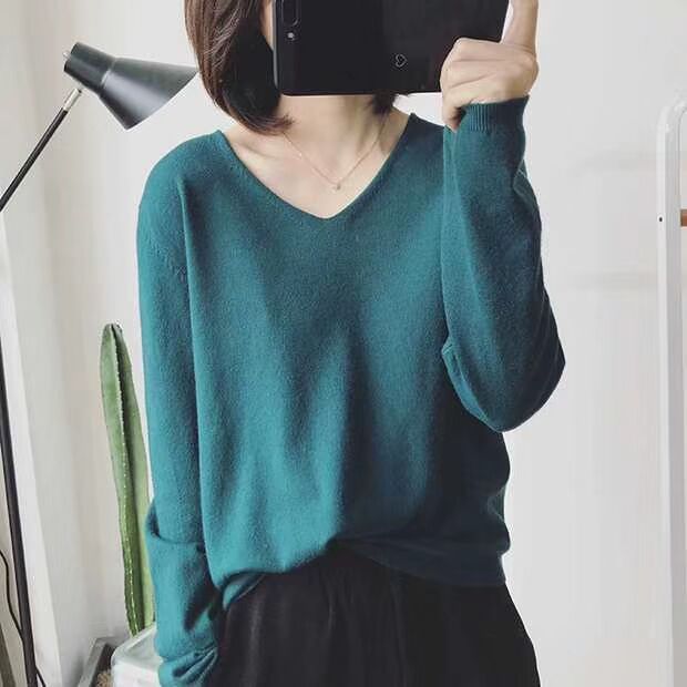 V-Neck Long Sleeve Pullover Sweater