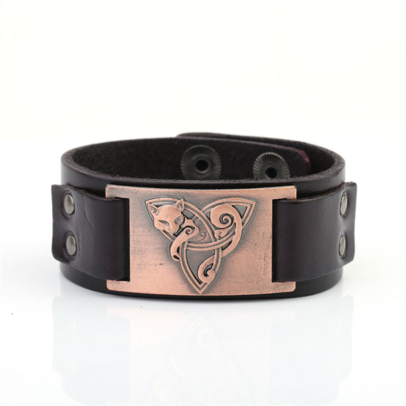 Triangle Fox Metal Bracelet Couple Leather Bracelet