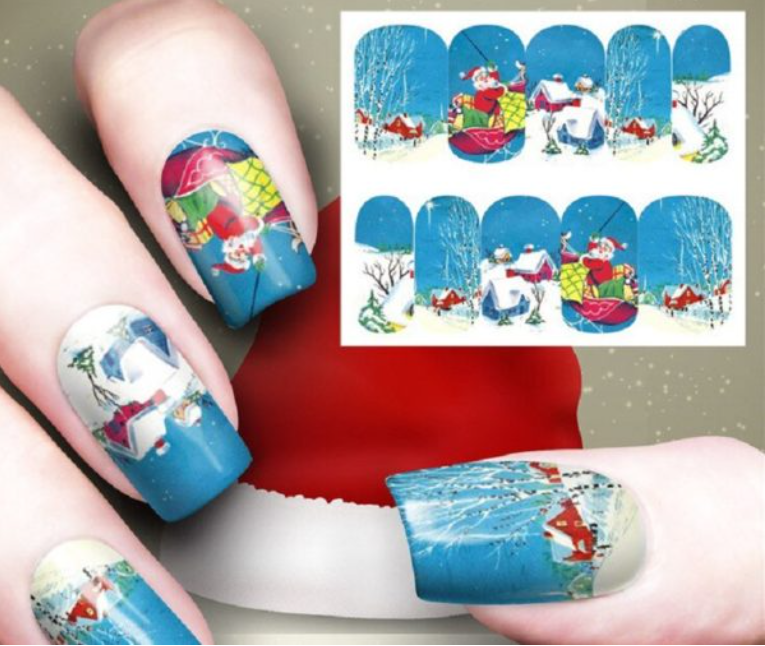 Festive Christmas Nail Art Water Transfer Decal Stickers