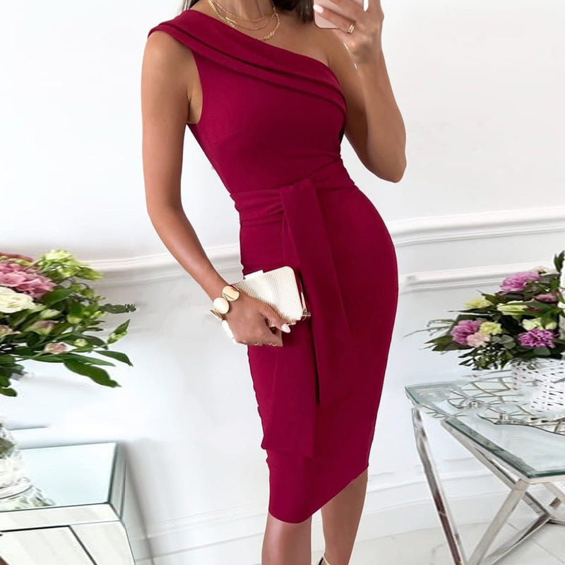 Chic Solid Color Lace-Up Tight-Fit Dress in the Latest Fashion Trend