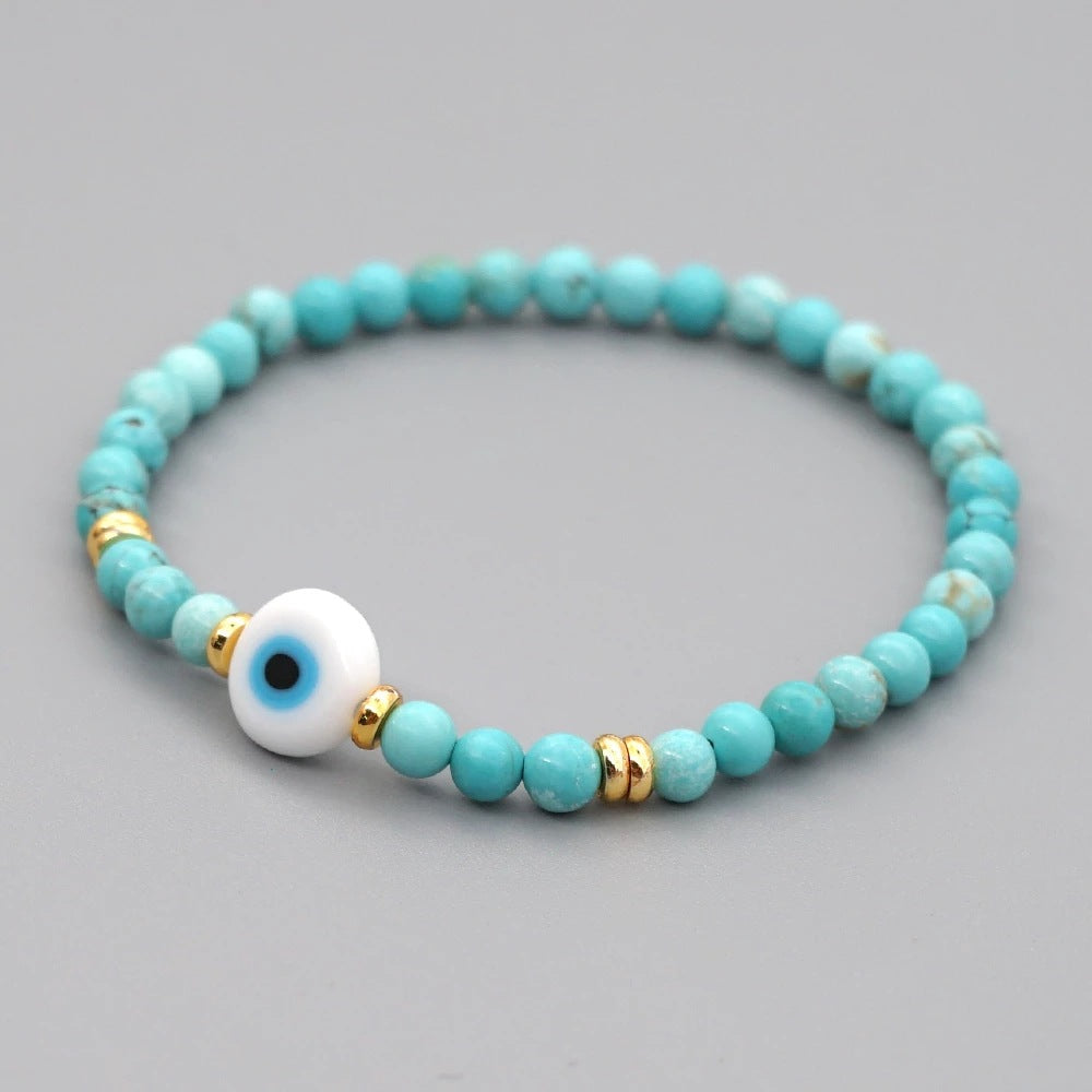 Natural Turquoise Lucky Beads Blue Eye Bracelet