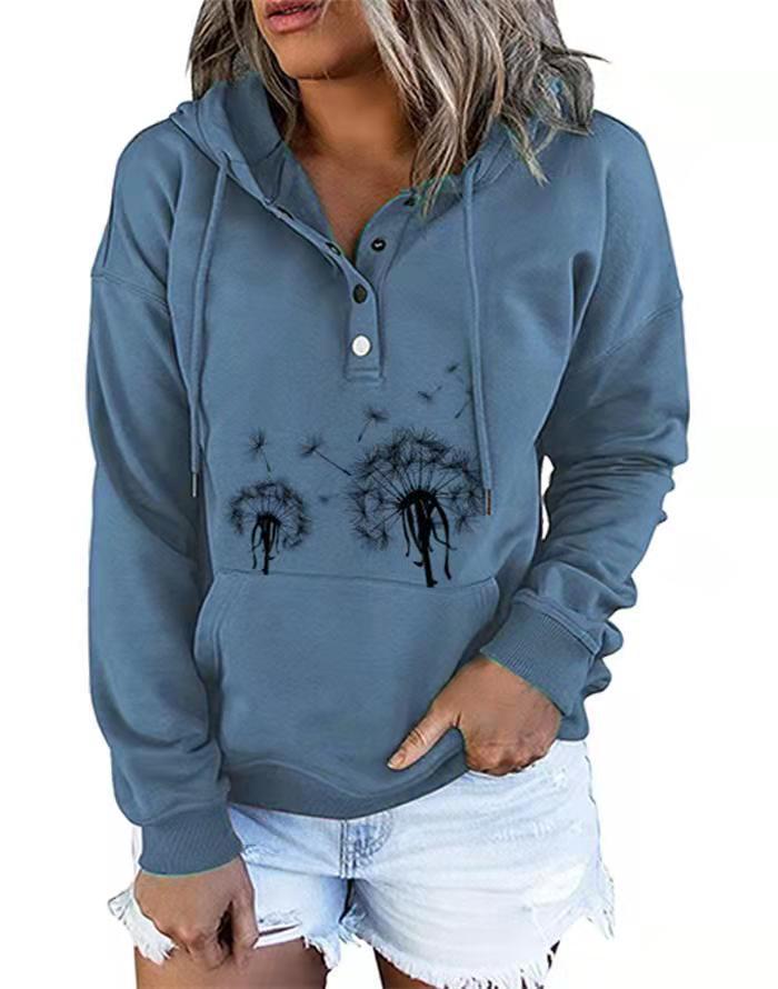 Fashion Casual Trendy Landscape Print Hooded Sweater