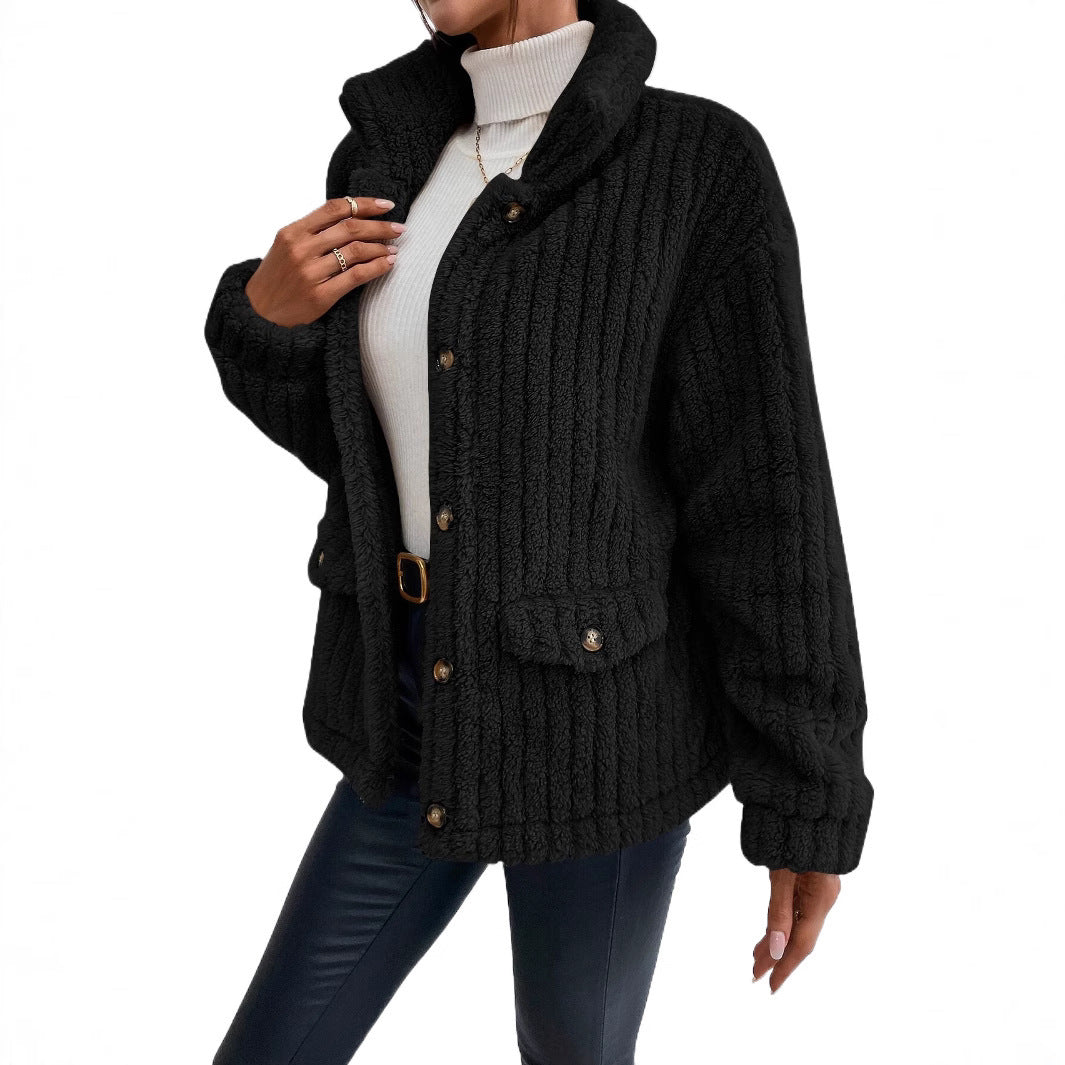 New Double-Sided Velvet Button-Up Cardigan Casual Coat