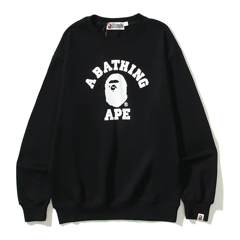 Ape Head Printed Cartoon Round Neck Sweater for Men and Women