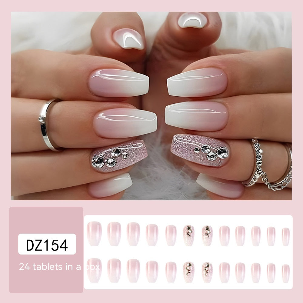 Autumn And Winter Lotus Root Starch Nail Tips Rhinestone Long