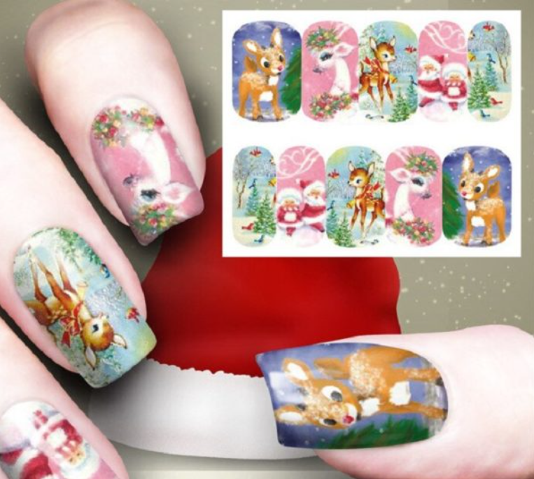 Festive Christmas Nail Art Water Transfer Decal Stickers